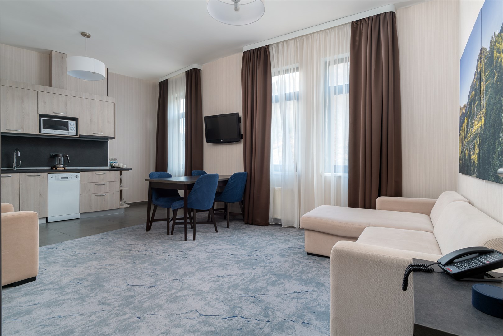 1-room Deluxe Apartment with kitchen-living room and balcony (Premium): Photo 2